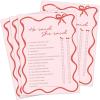 imageDEEKA 30 PCS Bridal Shower Games Card for 30 Guests Pink Wavy Border Ribbon Bow Funny Wedding Bachelorette Party Games for Reception Would She RatherPink