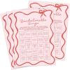 imageDEEKA 30 PCS Bridal Shower Games Card for 30 Guests Pink Wavy Border Ribbon Bow Funny Wedding Bachelorette Party Games for Reception Would She RatherPink