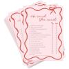 imageDEEKA 30 PCS Bridal Shower Games Card for 30 Guests Pink Wavy Border Ribbon Bow Funny Wedding Bachelorette Party Games for Reception Would She RatherPink