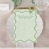 imageDEEKA 30 PCS Bridal Shower Games Card for 30 Guests Pink Wavy Border Ribbon Bow Funny Wedding Bachelorette Party Games for Reception Would She RatherSage Green