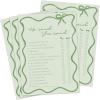 imageDEEKA 30 PCS Bridal Shower Games Card for 30 Guests Pink Wavy Border Ribbon Bow Funny Wedding Bachelorette Party Games for Reception Would She RatherSage Green