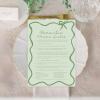 imageDEEKA 30 PCS Bridal Shower Games Card for 30 Guests Pink Wavy Border Ribbon Bow Funny Wedding Bachelorette Party Games for Reception Would She RatherSage Green