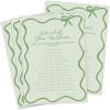 imageDEEKA 30 PCS Bridal Shower Games Card for 30 Guests Pink Wavy Border Ribbon Bow Funny Wedding Bachelorette Party Games for Reception Would She RatherSage Green