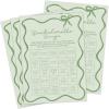 imageDEEKA 30 PCS Bridal Shower Games Card for 30 Guests Pink Wavy Border Ribbon Bow Funny Wedding Bachelorette Party Games for Reception Would She RatherSage Green