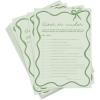 imageDEEKA 30 PCS Bridal Shower Games Card for 30 Guests Pink Wavy Border Ribbon Bow Funny Wedding Bachelorette Party Games for Reception Would She RatherSage Green