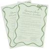 imageDEEKA 30 PCS Bridal Shower Games Card for 30 Guests Pink Wavy Border Ribbon Bow Funny Wedding Bachelorette Party Games for Reception Would She RatherSage Green