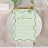 imageDEEKA 30 PCS Bridal Shower Games Card for 30 Guests Pink Wavy Border Ribbon Bow Funny Wedding Bachelorette Party Games for Reception Would She RatherSage Green