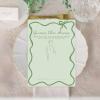 imageDEEKA 30 PCS Bridal Shower Games Card for 30 Guests Pink Wavy Border Ribbon Bow Funny Wedding Bachelorette Party Games for Reception Would She RatherSage Green