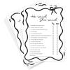imageDEEKA 30 PCS Bridal Shower Games Card for 30 Guests Pink Wavy Border Ribbon Bow Funny Wedding Bachelorette Party Games for Reception Would She RatherWhiteblack