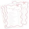 imageDEEKA 30 PCS Bridal Shower Games Card for 30 Guests Pink Wavy Border Ribbon Bow Funny Wedding Bachelorette Party Games for Reception Would She RatherWhitepink