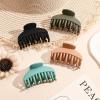 imageDEEKA 4 PCS Double Row Teeth Hair Claw Clips 25quot Medium Hair Clips for Thin Hair Small Matte Clips Short Fine Hair Accessories for Women and Girls Black BrownBlack  Green  Khaki  Blue