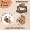imageDEEKA 4 PCS Double Row Teeth Hair Claw Clips 25quot Medium Hair Clips for Thin Hair Small Matte Clips Short Fine Hair Accessories for Women and Girls Black BrownBeige  Brown  Khaki  Black
