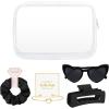 imageDEEKA 5 Pcs Bridesmaid Proposal Bag Set Gift Clear Makeup Toiletry Bag Bachelorette Party Favors Sunglasses Hair Claw Clips Scrunchies Knot Bracelets Bridal Wedding Party Gifts Sage GreenBlack
