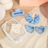 imageDEEKA 5 Pcs Bridesmaid Proposal Bag Set Gift Clear Makeup Toiletry Bag Bachelorette Party Favors Sunglasses Hair Claw Clips Scrunchies Knot Bracelets Bridal Wedding Party Gifts Sage GreenBlue