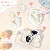 imageDEEKA 5 Pcs Bridesmaid Proposal Bag Set Gift Clear Makeup Toiletry Bag Bachelorette Party Favors Sunglasses Hair Claw Clips Scrunchies Knot Bracelets Bridal Wedding Party Gifts Sage GreenWhite