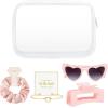 imageDEEKA 5 Pcs Bridesmaid Proposal Bag Set Gift Clear Makeup Toiletry Bag Bachelorette Party Favors Sunglasses Hair Claw Clips Scrunchies Knot Bracelets Bridal Wedding Party Gifts Sage GreenPink