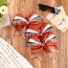 imageDEEKA 6 PCS 7quot Large Glitter Cheer Bows Three Colored Stiff Rhinestone Cheer Hair Bows Elastic Band Competition Bows for Cheerleader Softball Team Girls Sports GreenBlackWhiteGlitter RedBlackWhite