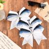 imageDEEKA 6 PCS 7quot Large Glitter Cheer Bows Three Colored Stiff Rhinestone Cheer Hair Bows Elastic Band Competition Bows for Cheerleader Softball Team Girls Sports GreenBlackWhiteGlitter WhiteRoyal BlueBlack