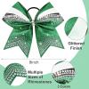 imageDEEKA 6 PCS 7quot Large Glitter Cheer Bows Three Colored Stiff Rhinestone Cheer Hair Bows Elastic Band Competition Bows for Cheerleader Softball Team Girls Sports GreenBlackWhiteGlitter GreenBlackWhite