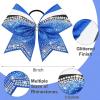 imageDEEKA 6 PCS 7quot Large Glitter Cheer Bows Three Colored Stiff Rhinestone Cheer Hair Bows Elastic Band Competition Bows for Cheerleader Softball Team Girls Sports GreenBlackWhiteGlitter Royal BlueBlackWhite