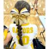 imageDEEKA 6 PCS 7quot Large Glitter Cheer Bows Three Colored Stiff Rhinestone Cheer Hair Bows Elastic Band Competition Bows for Cheerleader Softball Team Girls Sports GreenBlackWhiteGlitter GoldBlackWhite