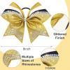 imageDEEKA 6 PCS 7quot Large Glitter Cheer Bows Three Colored Stiff Rhinestone Cheer Hair Bows Elastic Band Competition Bows for Cheerleader Softball Team Girls Sports GreenBlackWhiteGlitter GoldBlackWhite