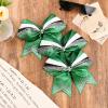 imageDEEKA 6 PCS 7quot Large Glitter Cheer Bows Three Colored Stiff Rhinestone Cheer Hair Bows Elastic Band Competition Bows for Cheerleader Softball Team Girls Sports GreenBlackWhiteGlitter GreenBlackWhite