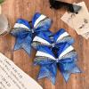 imageDEEKA 6 PCS 7quot Large Glitter Cheer Bows Three Colored Stiff Rhinestone Cheer Hair Bows Elastic Band Competition Bows for Cheerleader Softball Team Girls Sports GreenBlackWhiteGlitter Royal BlueBlackWhite