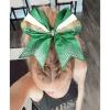 imageDEEKA 6 PCS 7quot Large Glitter Cheer Bows Three Colored Stiff Rhinestone Cheer Hair Bows Elastic Band Competition Bows for Cheerleader Softball Team Girls Sports GreenBlackWhiteGlitter GreenGoldWhite