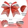 imageDEEKA 6 PCS 7quot Large Glitter Cheer Bows Three Colored Stiff Rhinestone Cheer Hair Bows Elastic Band Competition Bows for Cheerleader Softball Team Girls Sports GreenBlackWhiteGlitter RedBlackWhite