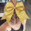 imageDEEKA 6PCS 8quot Large Glitter Black Cheer Bows with Full Shiny Rhinestones Multicolored Shimmer Cheer Hair Bows Elastic Band Ponytail Holder for Cheerleader Girls SportsBlackGlitter GoldFull Rhinestone