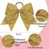 imageDEEKA 6PCS 8quot Large Glitter Black Cheer Bows with Full Shiny Rhinestones Multicolored Shimmer Cheer Hair Bows Elastic Band Ponytail Holder for Cheerleader Girls SportsBlackGlitter GoldFull Rhinestone