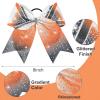 imageDEEKA 6PCS 8quot Large Glitter Black Cheer Bows with Full Shiny Rhinestones Multicolored Shimmer Cheer Hair Bows Elastic Band Ponytail Holder for Cheerleader Girls SportsBlackGlitter WhiteOrangeBlackRhinestone