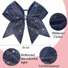 imageDEEKA 6PCS 8quot Large Glitter Black Cheer Bows with Full Shiny Rhinestones Multicolored Shimmer Cheer Hair Bows Elastic Band Ponytail Holder for Cheerleader Girls SportsBlackGlitter NavyFull Rhinestone