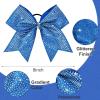 imageDEEKA 6PCS 8quot Large Glitter Black Cheer Bows with Full Shiny Rhinestones Multicolored Shimmer Cheer Hair Bows Elastic Band Ponytail Holder for Cheerleader Girls SportsBlackGlitter Royal BlueFull Rhinestone