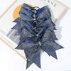 imageDEEKA 6PCS 8quot Large Glitter Black Cheer Bows with Full Shiny Rhinestones Multicolored Shimmer Cheer Hair Bows Elastic Band Ponytail Holder for Cheerleader Girls SportsBlackGlitter NavyFull Rhinestone