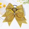 imageDEEKA 6PCS 8quot Large Glitter Black Cheer Bows with Full Shiny Rhinestones Multicolored Shimmer Cheer Hair Bows Elastic Band Ponytail Holder for Cheerleader Girls SportsBlackGlitter GoldFull Rhinestone