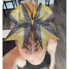 imageDEEKA 6PCS 8quot Large Glitter Red and Black Cheer Bows Two Toned Rhinestones Stiff Cheer Hair Bows Elastic Band Competition Hair Accessories for Cheerleader Team Girls Sports RedBlackNavyGold