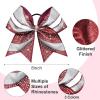 imageDEEKA 6PCS 8quot Large Glitter Red and Black Cheer Bows Two Toned Rhinestones Stiff Cheer Hair Bows Elastic Band Competition Hair Accessories for Cheerleader Team Girls Sports RedBlackMaroonSilverWhite