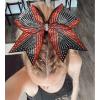 imageDEEKA 6PCS 8quot Large Glitter Red and Black Cheer Bows Two Toned Rhinestones Stiff Cheer Hair Bows Elastic Band Competition Hair Accessories for Cheerleader Team Girls Sports RedBlackRedBlack
