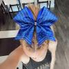 imageDEEKA 8PCS Royal Blue Stripes Glitter Cheer Bows with Iridescent Rhinestones Large 8quot Competition Cheer Hair Bows Elastic Band Ponytail Holder for Cheerleader Girls Softball Football Sports BlueRoyal Blue