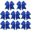 imageDEEKA 8PCS Royal Blue Stripes Glitter Cheer Bows with Iridescent Rhinestones Large 8quot Competition Cheer Hair Bows Elastic Band Ponytail Holder for Cheerleader Girls Softball Football Sports BlueRoyal Blue