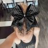 imageDEEKA 8PCS Royal Blue Stripes Glitter Cheer Bows with Iridescent Rhinestones Large 8quot Competition Cheer Hair Bows Elastic Band Ponytail Holder for Cheerleader Girls Softball Football Sports BlueBlack