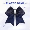 imageDEEKA 8PCS Royal Blue Stripes Glitter Cheer Bows with Iridescent Rhinestones Large 8quot Competition Cheer Hair Bows Elastic Band Ponytail Holder for Cheerleader Girls Softball Football Sports BlueNavy Blue