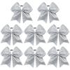 imageDEEKA 8PCS Royal Blue Stripes Glitter Cheer Bows with Iridescent Rhinestones Large 8quot Competition Cheer Hair Bows Elastic Band Ponytail Holder for Cheerleader Girls Softball Football Sports BlueSilver