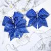 imageDEEKA 8PCS Royal Blue Stripes Glitter Cheer Bows with Iridescent Rhinestones Large 8quot Competition Cheer Hair Bows Elastic Band Ponytail Holder for Cheerleader Girls Softball Football Sports BlueRoyal Blue