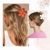 imageDEEKA Bachelorette Party Favors Bridesmaid Proposal Gifts 8 Pack Flower Hair Claw Clips with Floral Card Large Hair Clips Bridal Party Gift for Bridesmaids Last Toast On The CoastWhiteBurnt Orange