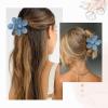 imageDEEKA Bachelorette Party Favors Bridesmaid Proposal Gifts 8 Pack Flower Hair Claw Clips with Floral Card Large Hair Clips Bridal Party Gift for Bridesmaids Last Toast On The CoastDusty Blue