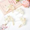 imageDEEKA Bridesmaid Proposal Gifts 8 Pack Pearl Bridesmaid Hair Claw Clips with Ribbon 3 Inch Hair Clips Bachelorette Party Favors Bridal Party Present Hair Accessories Half CircleHalf CircleWhiteChampagne