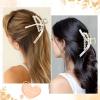 imageDEEKA Bridesmaid Proposal Gifts 8 Pack Pearl Bridesmaid Hair Claw Clips with Ribbon 3 Inch Hair Clips Bachelorette Party Favors Bridal Party Present Hair Accessories Half CircleHalf CircleWhiteChampagne